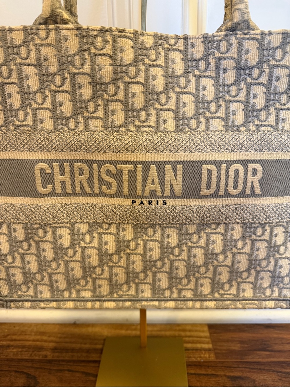 Dior Cream and Gray Logo Canvas Book Tote - Picture 2 of 11